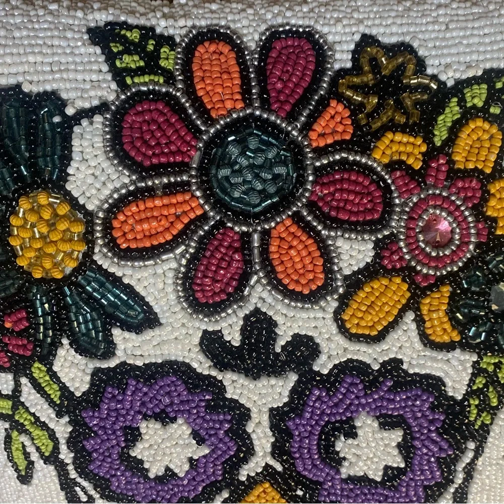 Hand Beaded Sugar Skull Decorative Accent Pillow